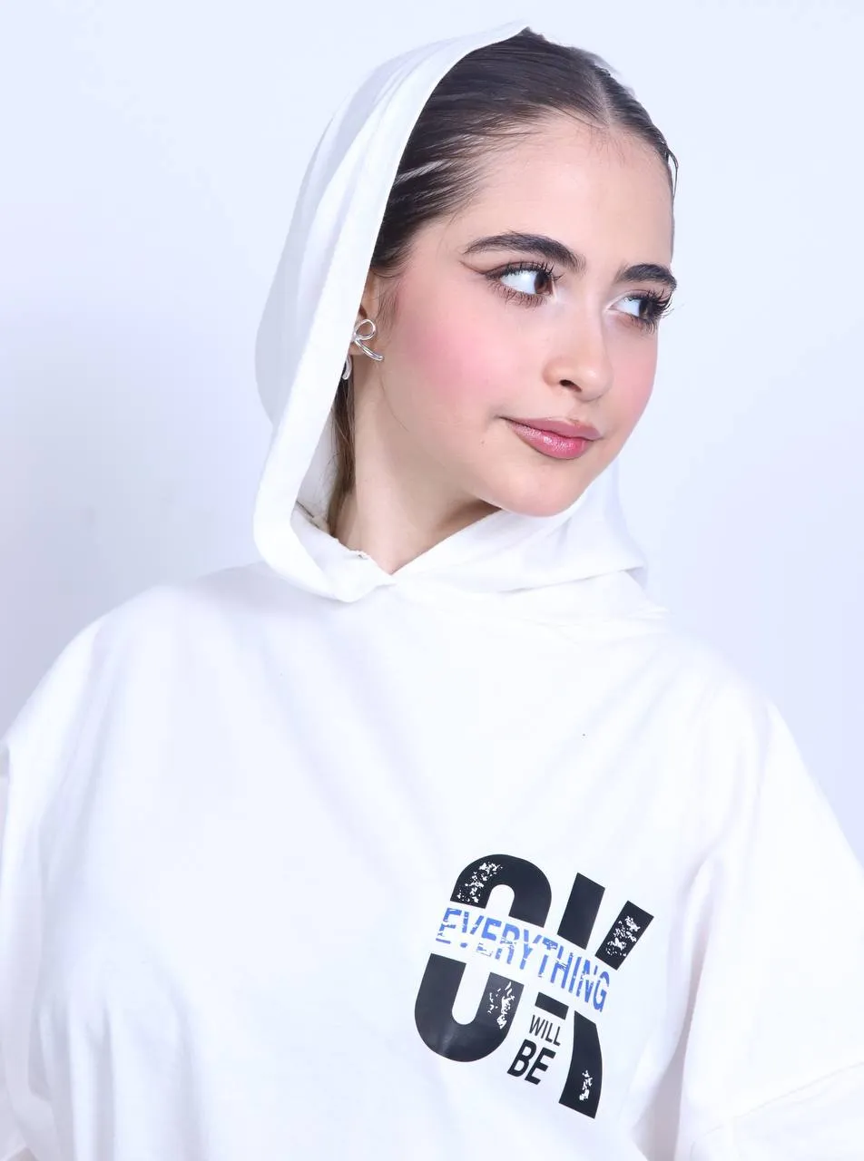 تیشرت باکسی کلاه دار زنانه میس نایس